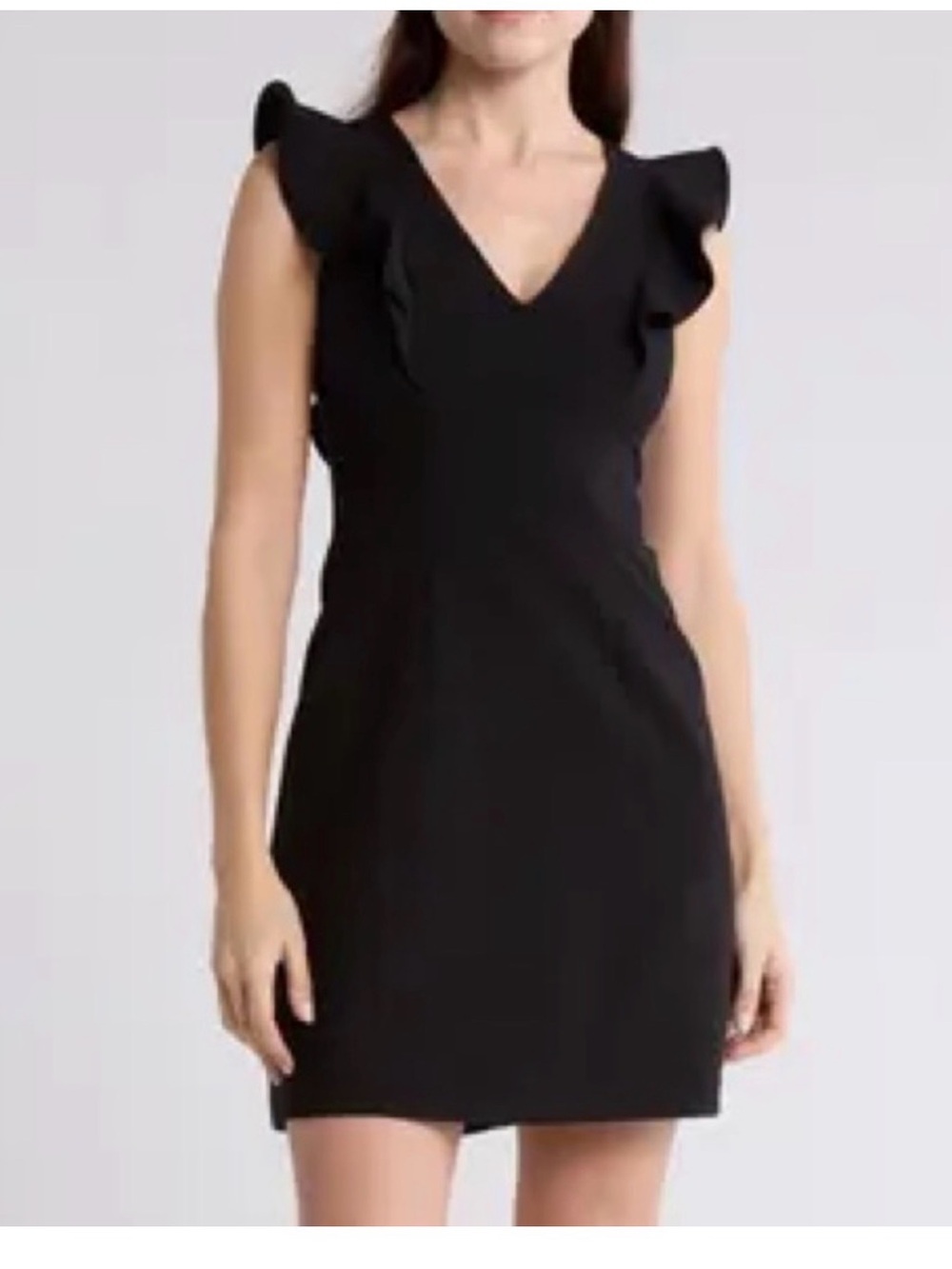 French Connection Black Flutter-Sleeve V-Neck Mini Dress